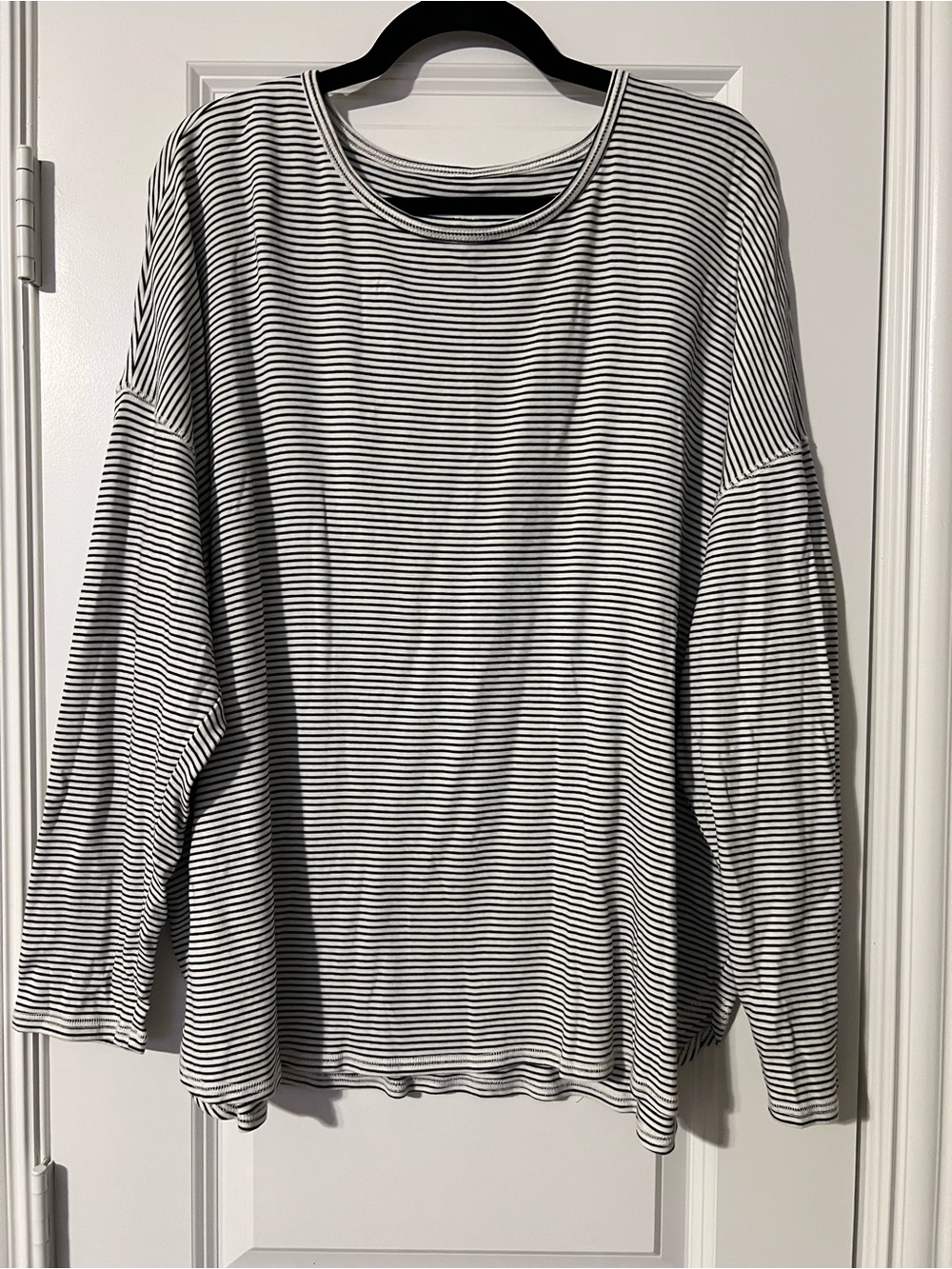 Black & White Striped Long-Sleeve Knit Top